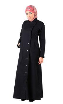 Trench Coat Style Button Down Abaya Dress - EastEssence.com