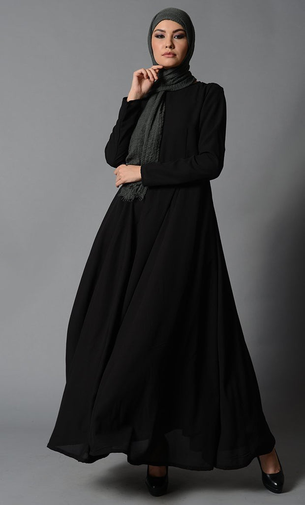 Umbrella Cut Flared Arabian Abaya Dress