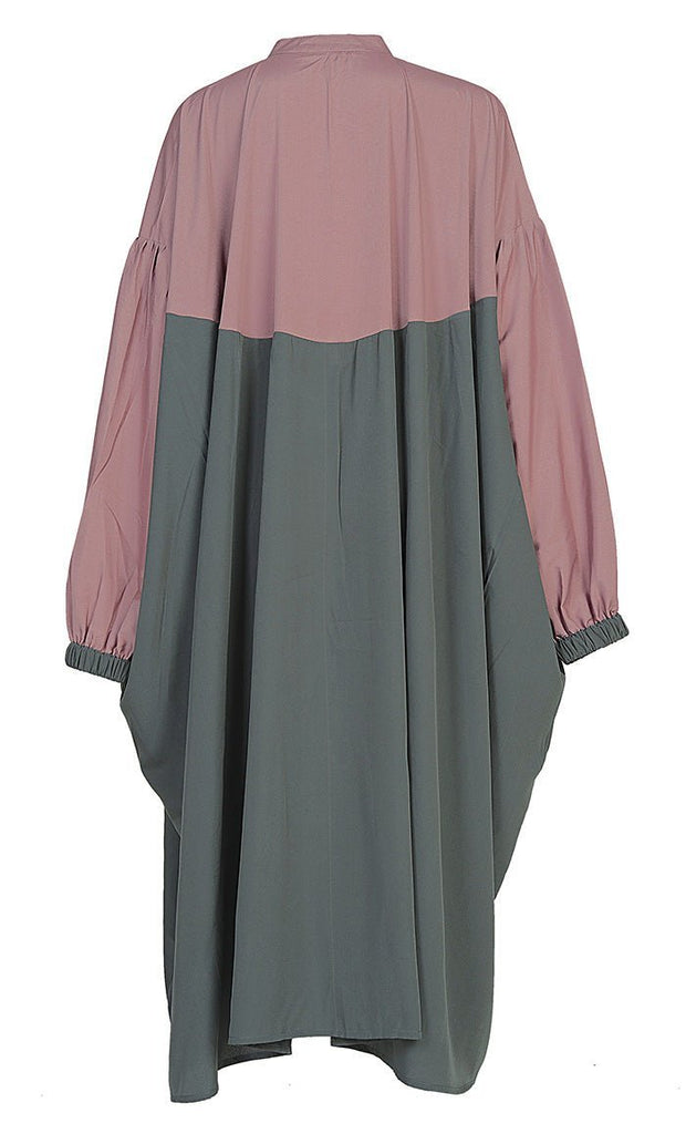 Women's Basic Olive And Rose Dust Contrasted Kaftan Style Tunic - EastEssence.com