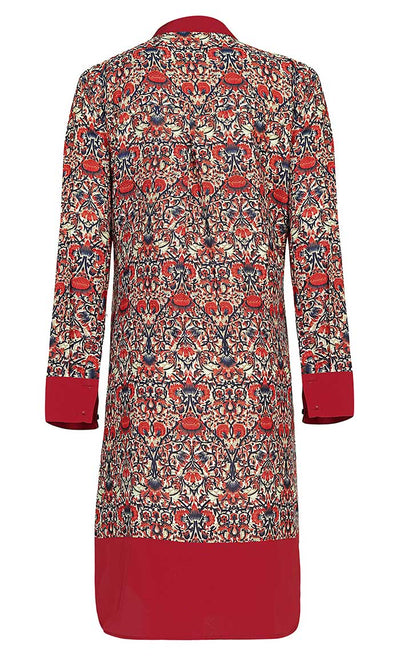 Women's Basic Red Lotus Printed Tunic - EastEssence.com