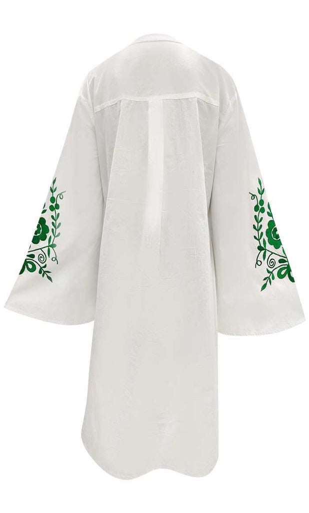 Women's Classy White Green Embroidered Tunic