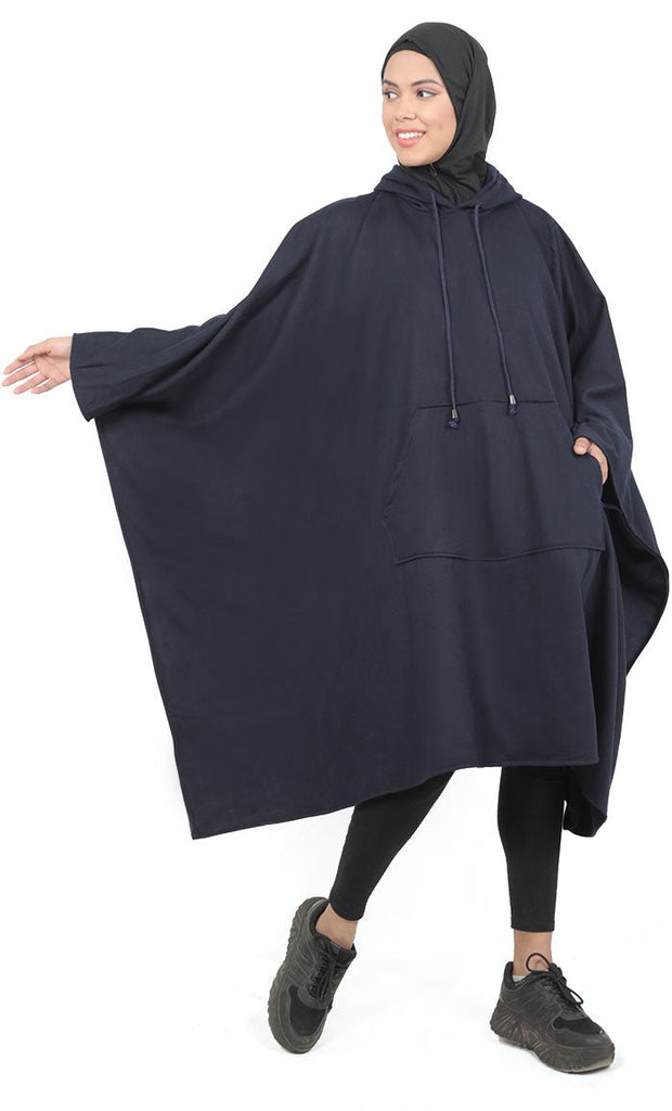 Women's Comfortable Kaftan Style Warm Fleece Hooded Tunic With Pockets - EastEssence.com