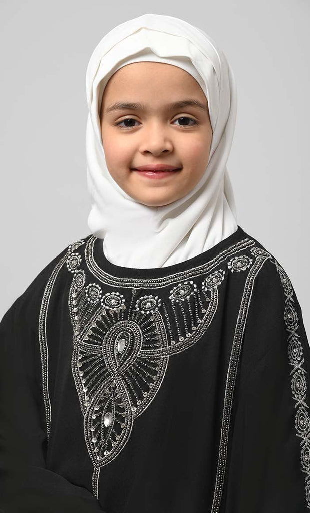 Zara Girl'S Modest Muslim Embroidered Kaftan - EastEssence.com