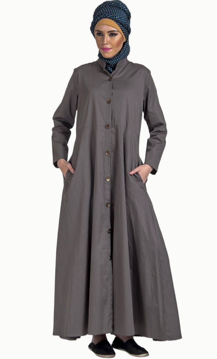100% Twill Button Down Jilbab Dress - EastEssence.com
