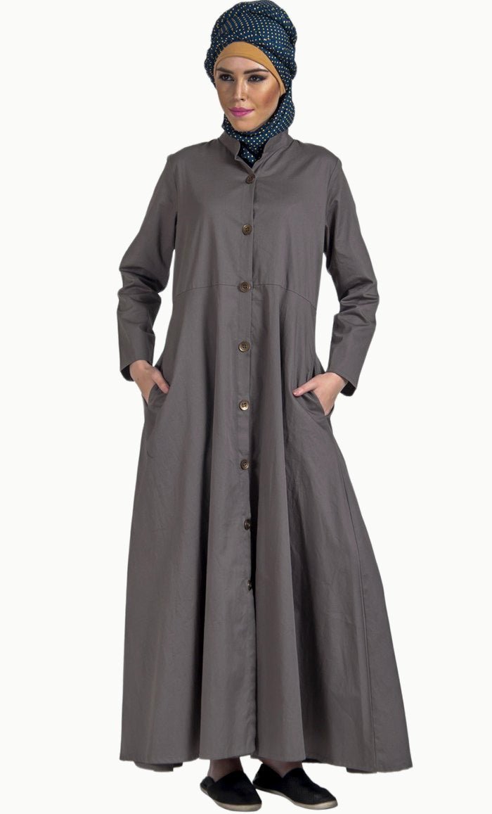 100% Twill Button Down Jilbab Dress - EastEssence.com