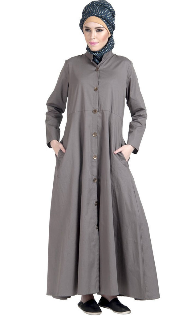 100% Twill Button Down Jilbab Dress - Final Sale - EastEssence.com