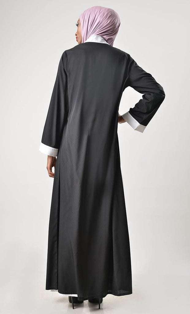 2 Layer Set Abaya - White & Black - Final Sale - EastEssence.com