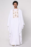 2 Pc Embroidered Men's White Kaftan Set with Pockets - EastEssence.com