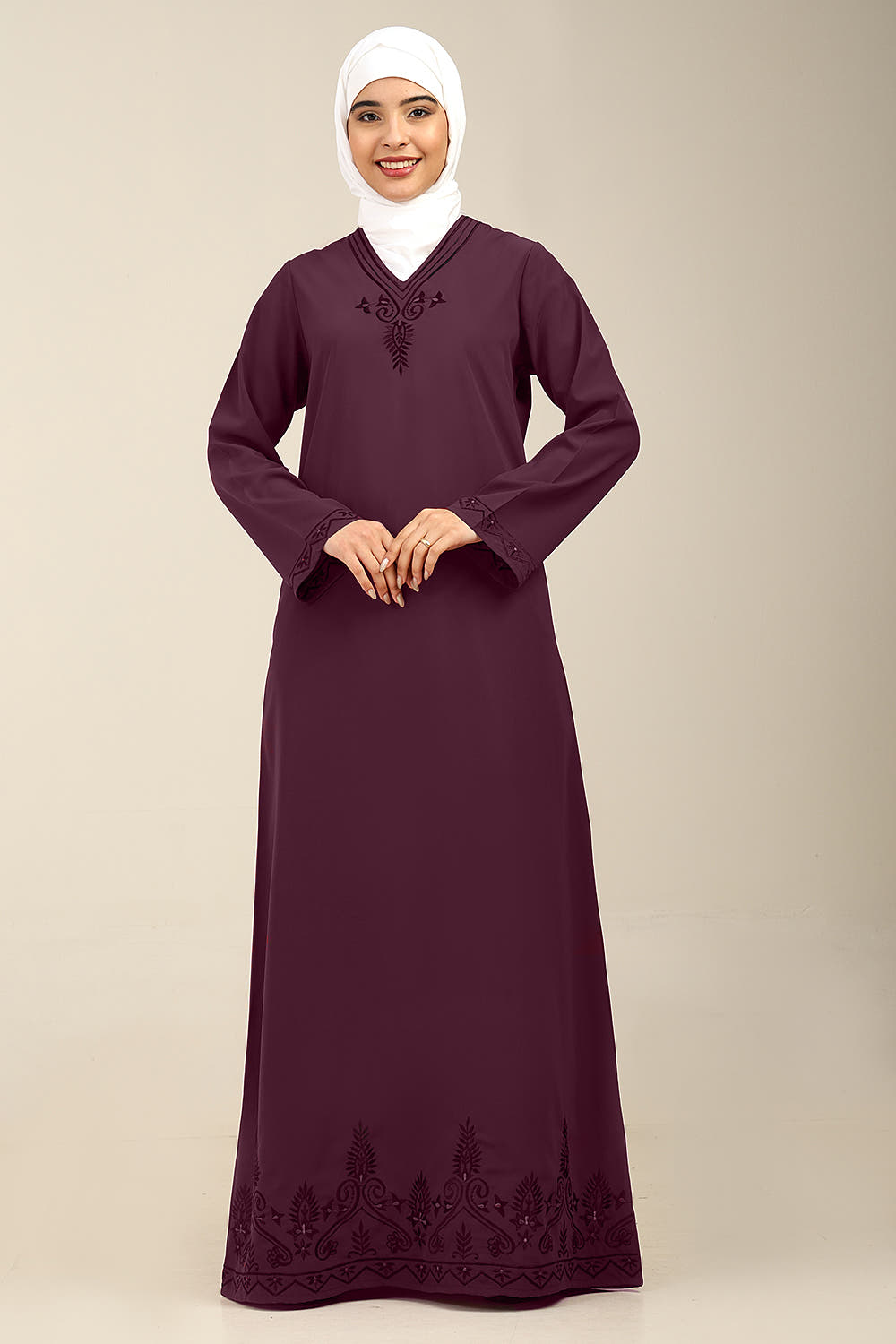 Women’s Firdous Embroidered V Neck Abaya