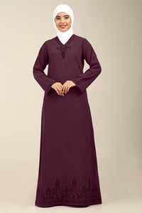 Women’s Firdous Embroidered V Neck Abaya Dress