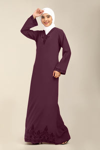 Women’s Firdous Embroidered V Neck Abaya Dress
