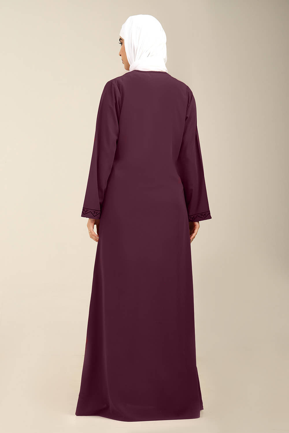 Ensemble robe abaya évasée et hijab avec panneau en dentelle