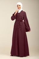 Women’s Firdous Beaded Shrug Style Abaya with Inner & Belt