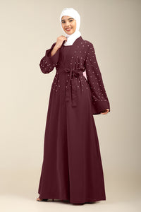 Women’s Firdous Beaded Shrug Style Abaya with Inner & Belt