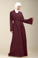 Women’s Firdous Beaded Shrug Style Abaya with Inner & Belt