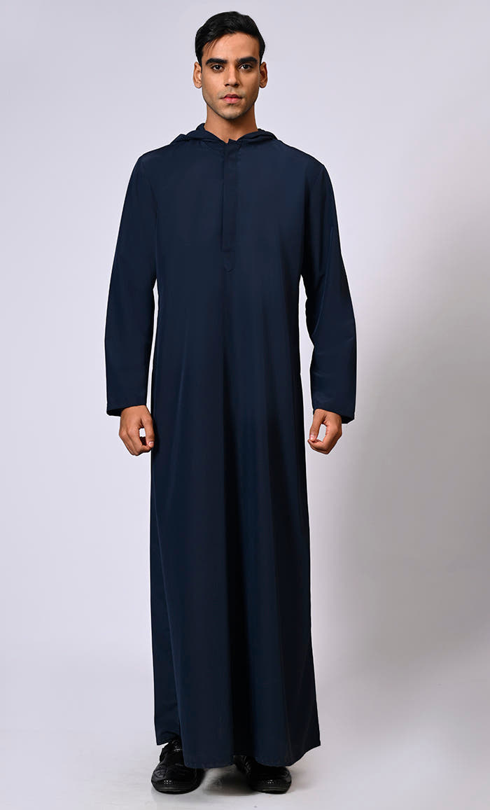 Men’s Navy Hooded Kashibo Thobe