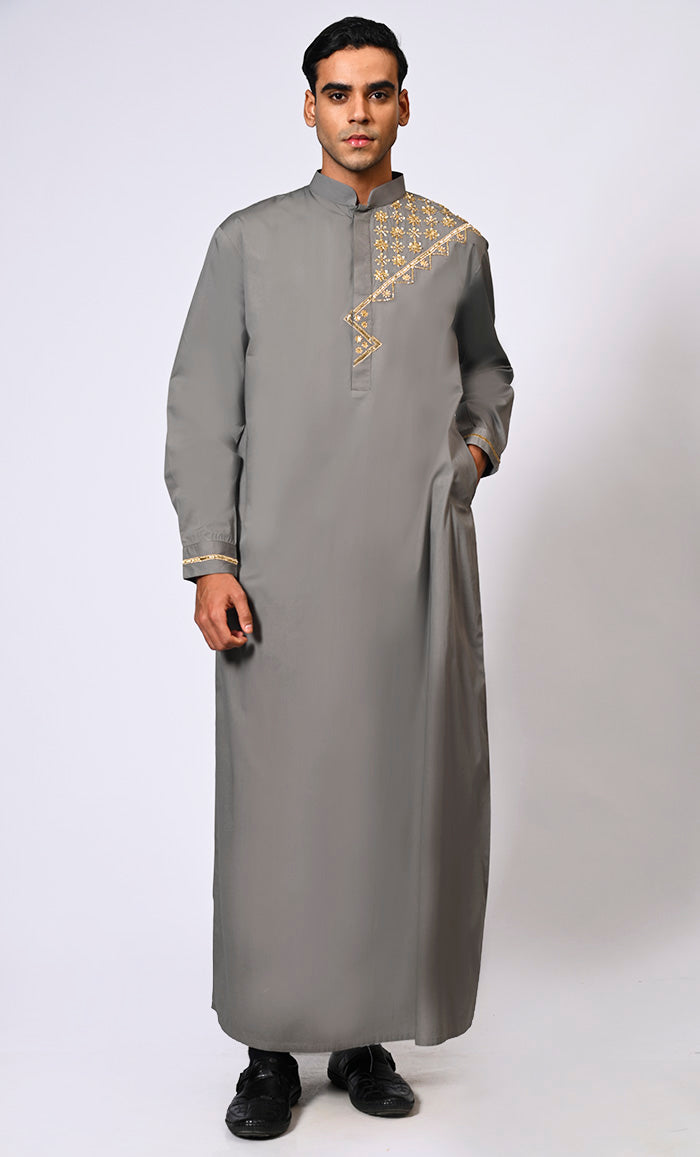 Traditional Men's Grey Thobe