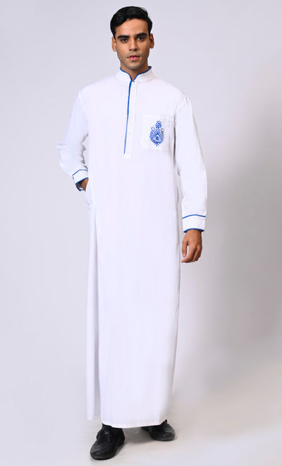 Embroidered Men's White Thobe