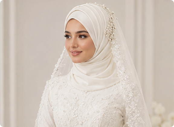 Structured bridal hijab