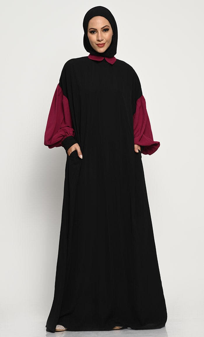Everyday Brown Abaya Collared A-Line Style