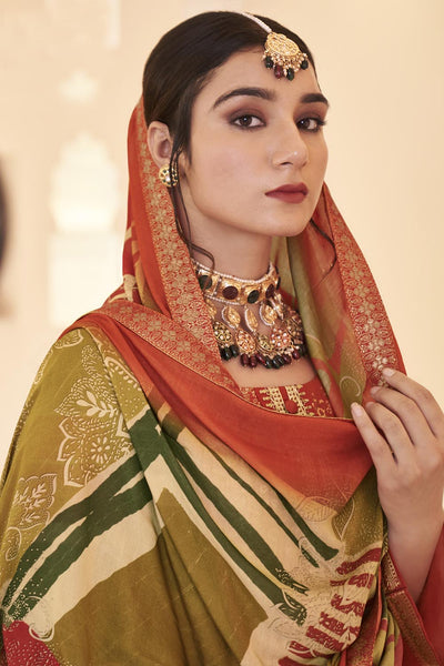 A - Line Silk Kurta with Sequin Embroidery, Pants Dupatta set - EastEssence.com