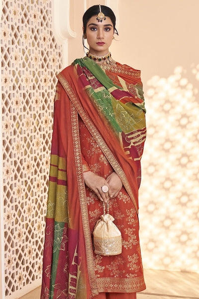 A - Line Silk Kurta with Sequin Embroidery, Pants Dupatta set - EastEssence.com