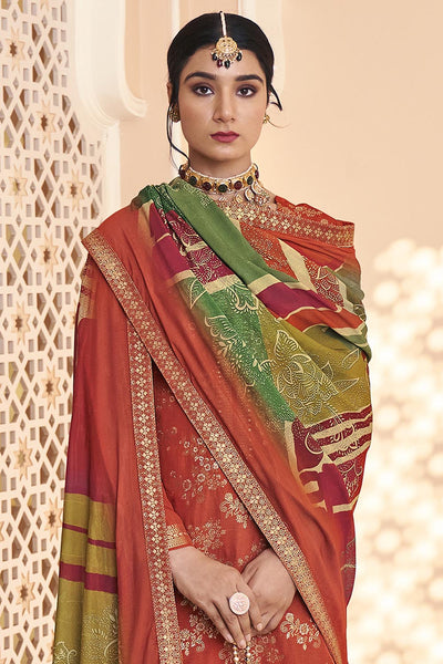 A - Line Silk Kurta with Sequin Embroidery, Pants Dupatta set - EastEssence.com