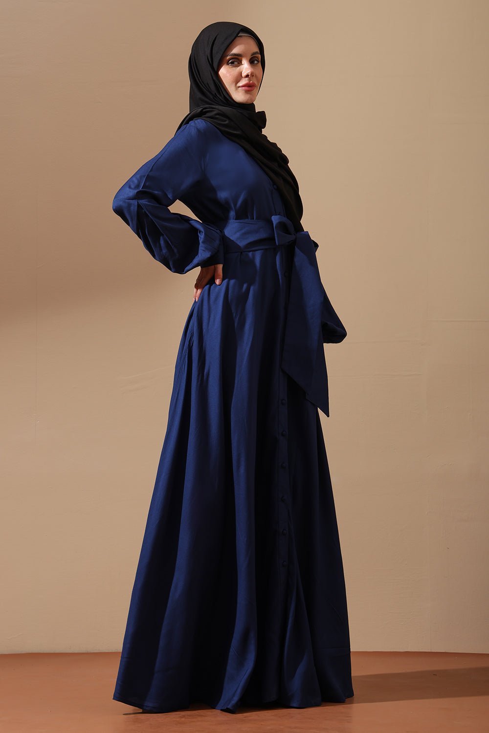 Abaya Dress with Statement Sleeves & Waist Tie - EastEssence.com