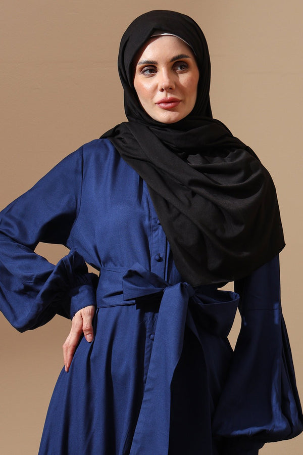 Abaya Dress with Statement Sleeves & Waist Tie - EastEssence.com