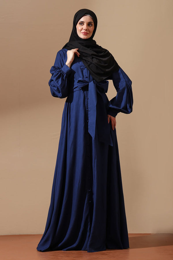 Abaya Dress with Statement Sleeves & Waist Tie - EastEssence.com