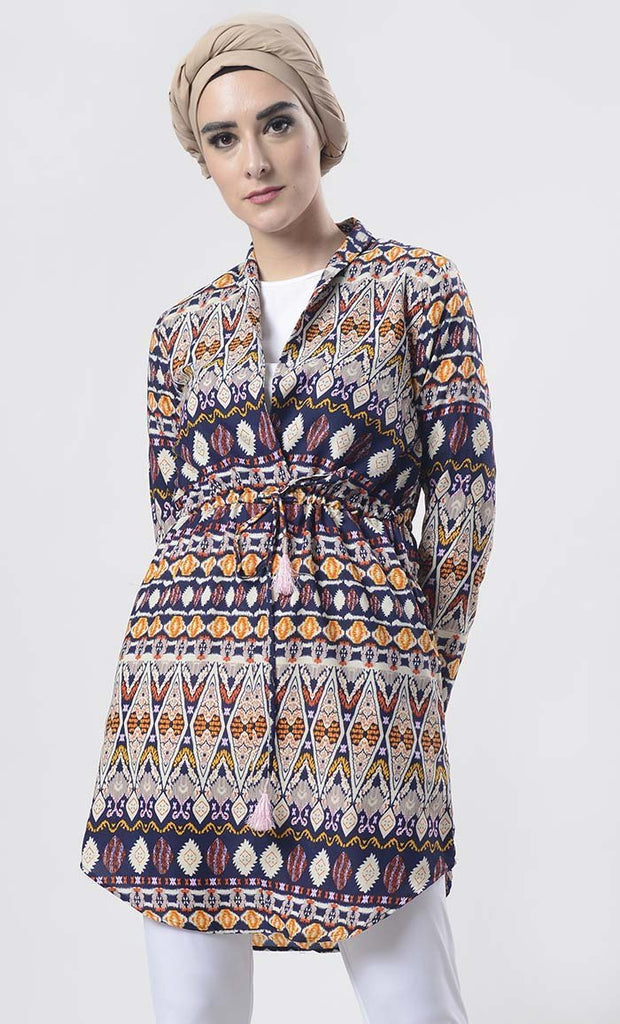 Abstract Printed Shrug Style Tunic - Final Sale - EastEssence.com