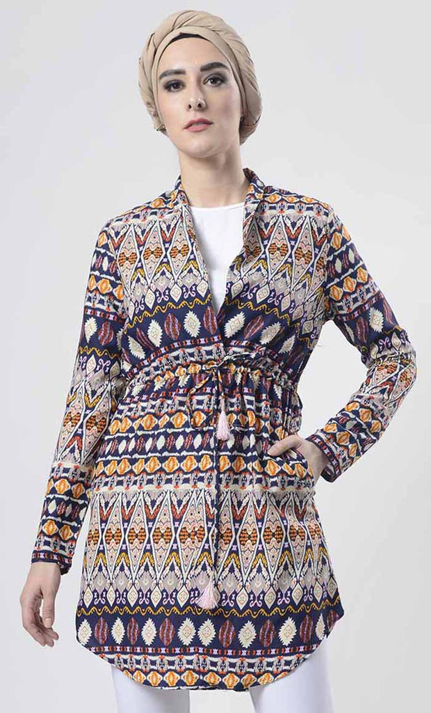 Abstract Printed Shrug Style Tunic - Final Sale - EastEssence.com