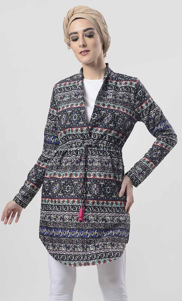 Abstract Printed Shrug Style Tunic - Final Sale - EastEssence.com