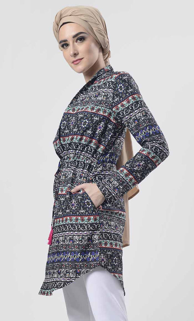 Abstract Printed Shrug Style Tunic - Final Sale - EastEssence.com