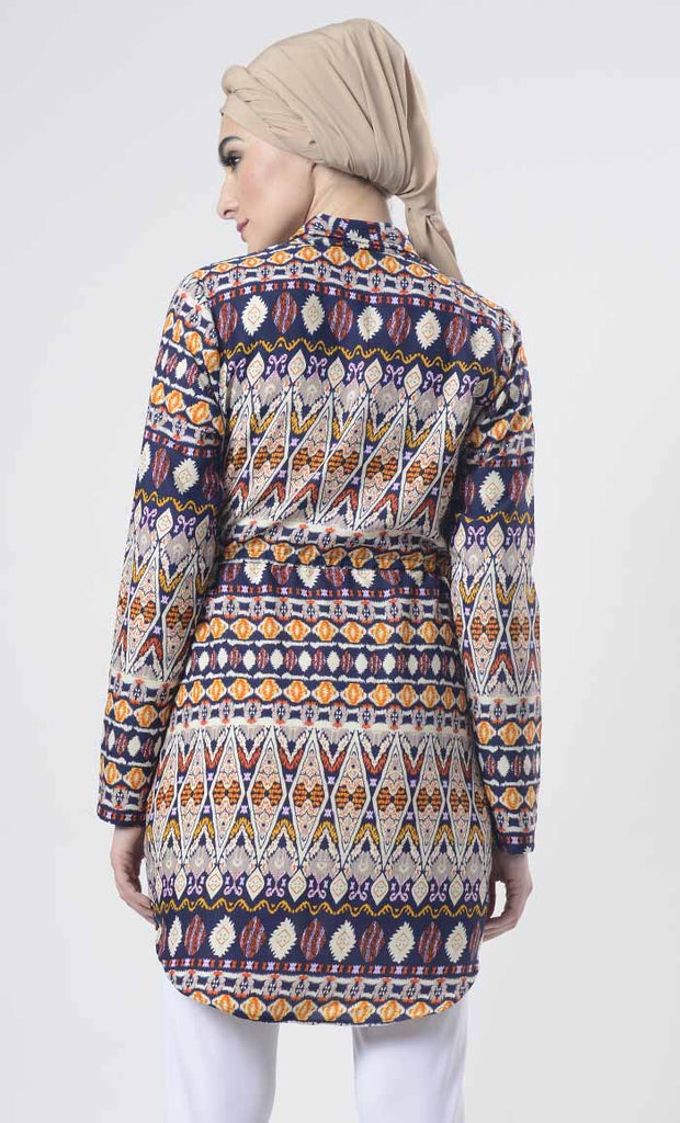 Abstract Printed Shrug Style Tunic - Final Sale - EastEssence.com