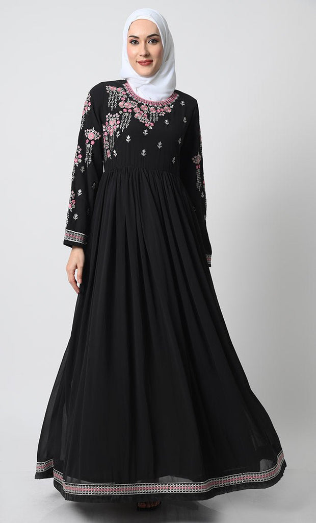 Anarkali Abaya dress with zari embroidery - EastEssence.com