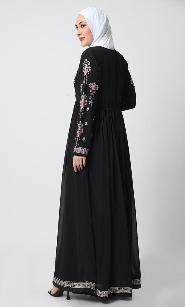 Anarkali Abaya dress with zari embroidery - EastEssence.com