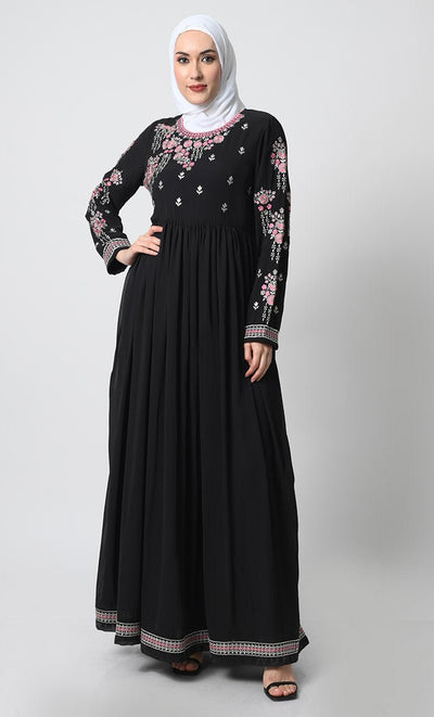 Anarkali Abaya dress with zari embroidery - EastEssence.com