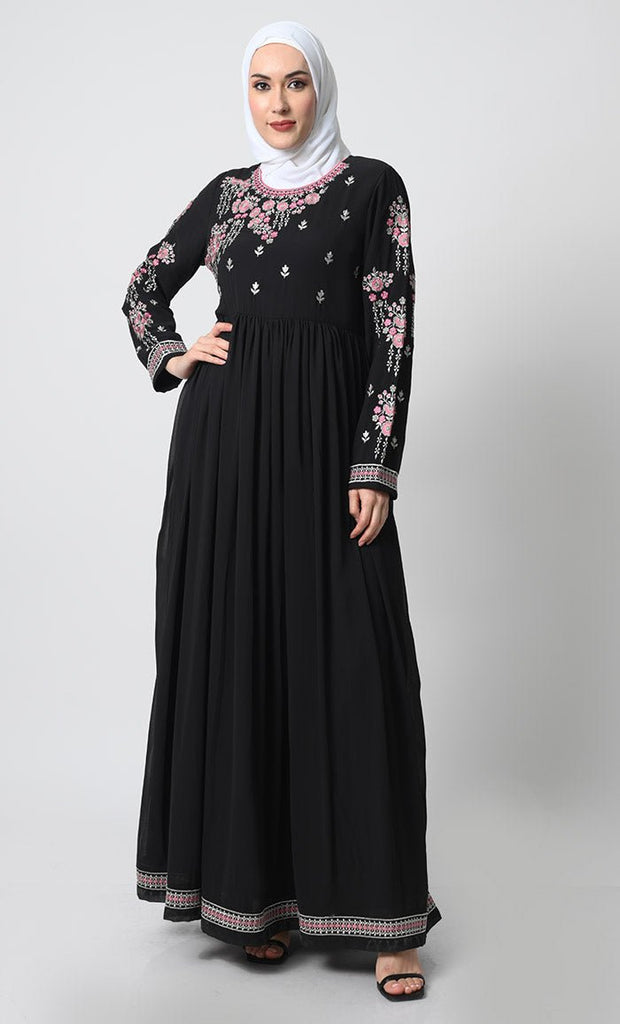 Anarkali Abaya dress with zari embroidery - EastEssence.com