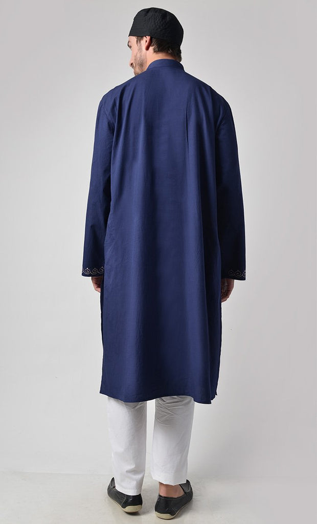 Ancient Motifs Embroidered Yoke Cotton Tunic - Final Sale - EastEssence.com