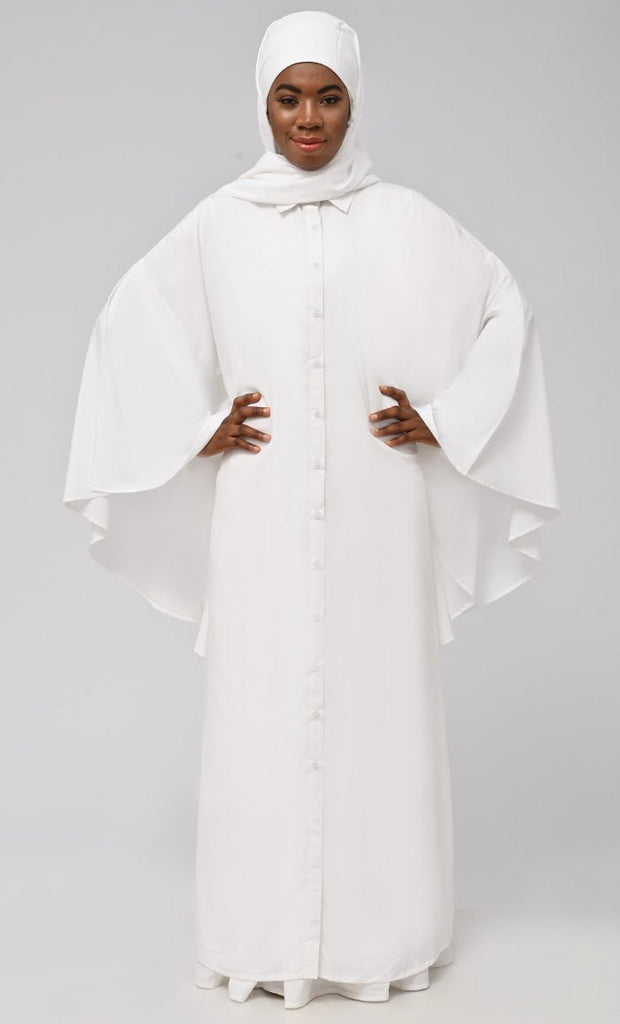 Asr Modest Button Down Kaftan Style Prayer Dress For Women (2Pc+H) - Final Sale - EastEssence.com