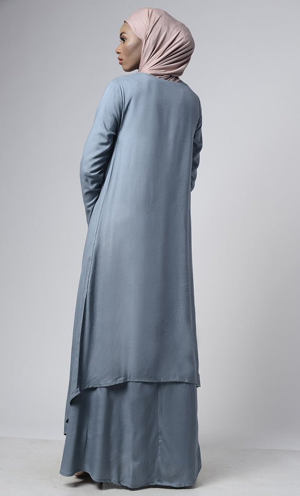 Asymmetrical double layered modest wear muslimah abaya dress - Final Sale - EastEssence.com