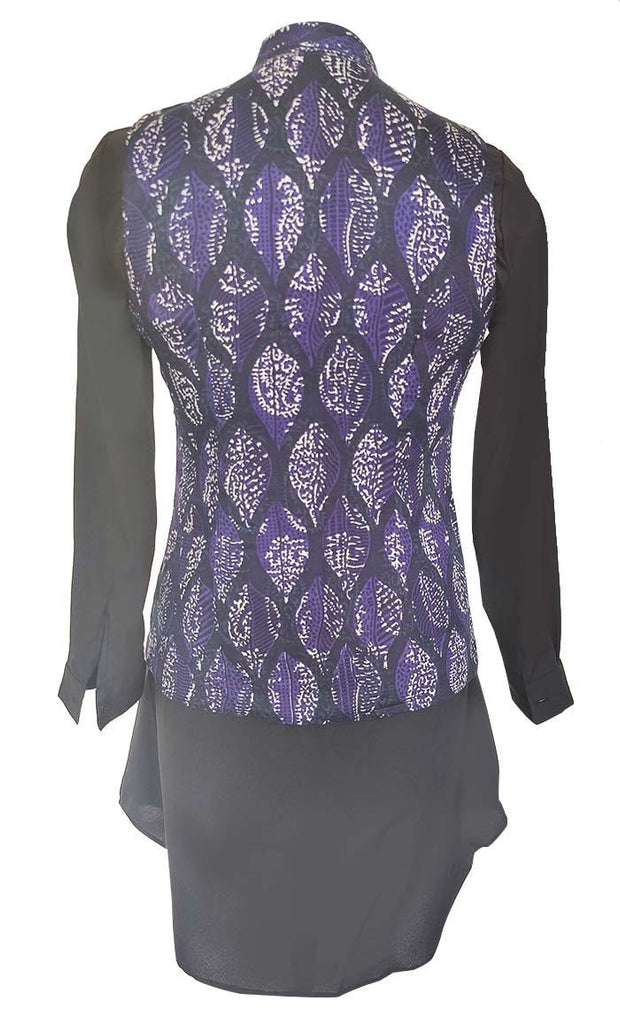 Basic Black Paisley Printed Waist Coat Style Jacket With Tunic - Final Sale - EastEssence.com