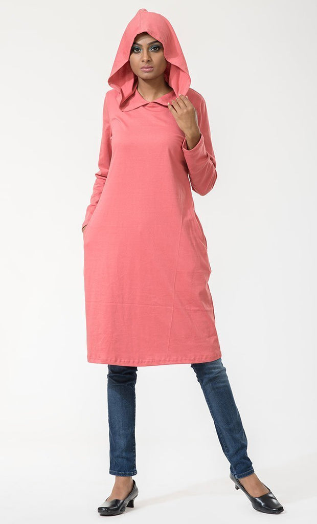 Basic Everyday Wear Hoodie Style Tunic - Final Sale - EastEssence.com