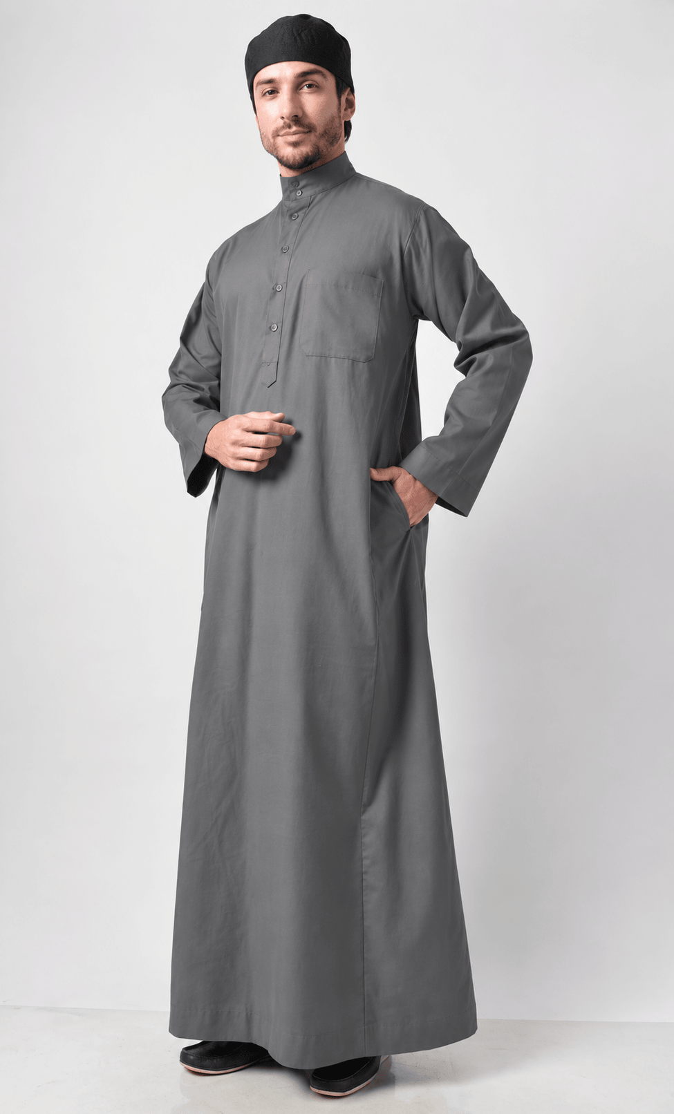 Basic Men's Traditional Thobe - Gray - EastEssence.com