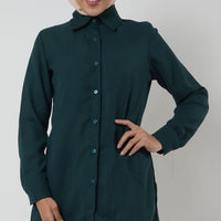 Basic Moss Crepe Button Down Uniform Tunic - EastEssence.com
