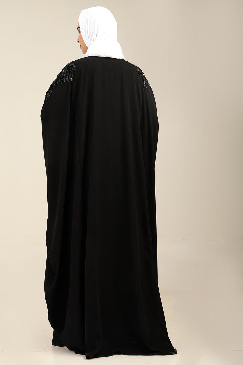 Beaded Batwing Sleeve Firdous Kaftan Abaya with Boat Neck - EastEssence.com