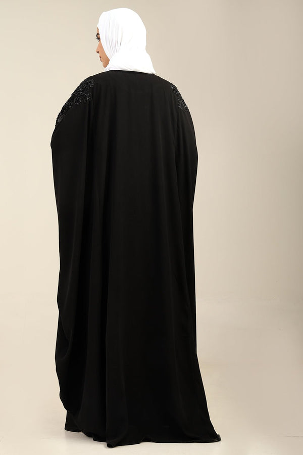 Beaded Batwing Sleeve Firdous Kaftan Abaya with Boat Neck - EastEssence.com