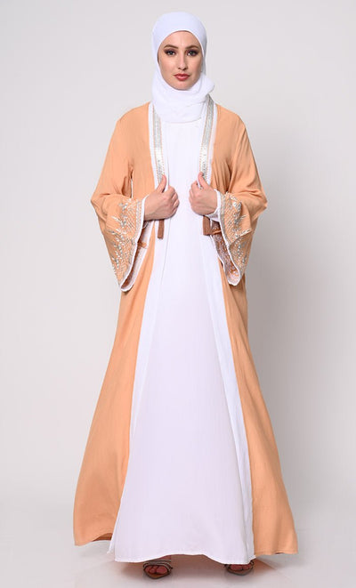 Beautiful women's 2pc Embroidered Sand Shrug And Inner Set - EastEssence.com