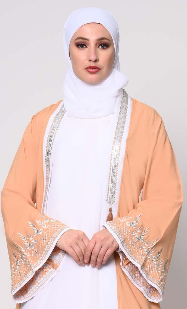 Beautiful women's 2pc Embroidered Sand Shrug And Inner Set - EastEssence.com